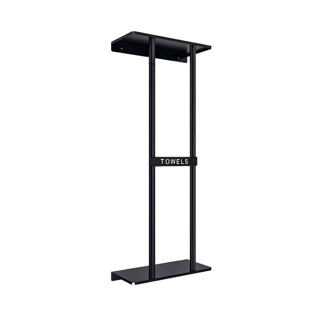 1-Bar Towel Racks in Black, Bathroom Towel Storage Wall Mounted 30 in. with Shelf, Wall Towel Rack for Rolled Towels