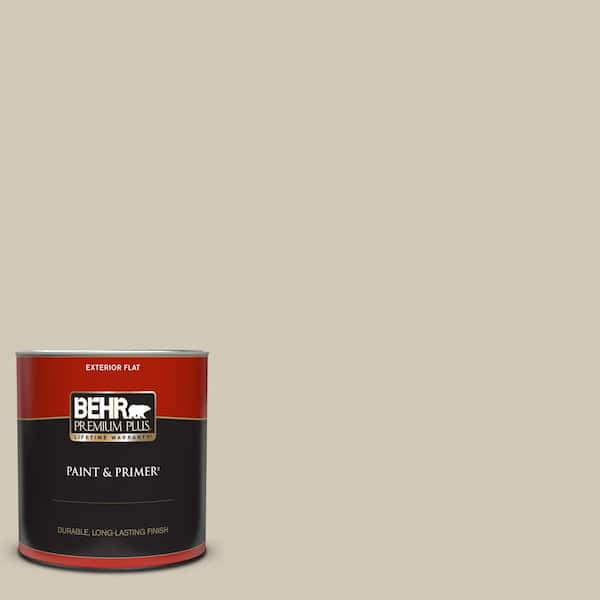 BEHR PREMIUM PLUS 1 qt. #750C-3 Sandstone Cliff Flat Exterior Paint ...