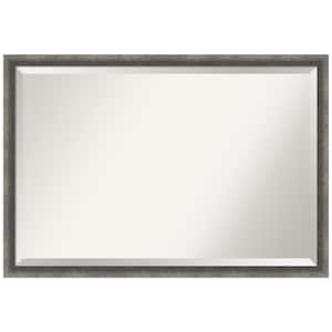 Burnished Concrete Narrow 38.25 in. x 26.25 in. Beveled Modern Rectangle Wood Framed Wall Mirror in Gray