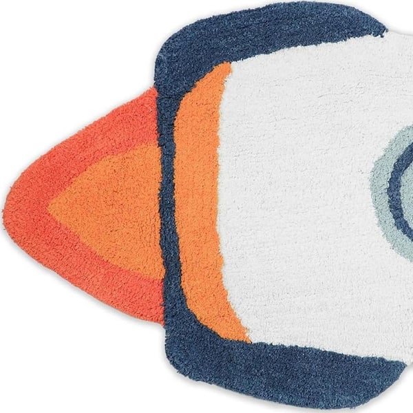 2 ft. x 3 ft. Orange And White Spaceships Youthful Washable Area Rug
