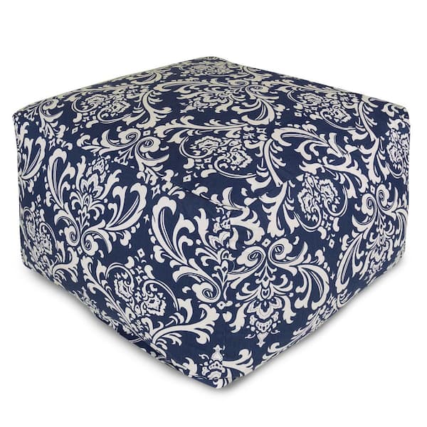 Majestic Home Goods Navy Blue French Quarter Indoor/Outdoor Ottoman Cushion