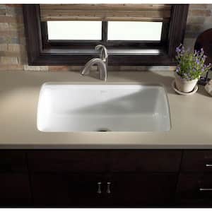 Cape Dory Undermount Cast Iron 33 in. 5-Hole Single Bowl Kitchen Sink in White with Basin Rack