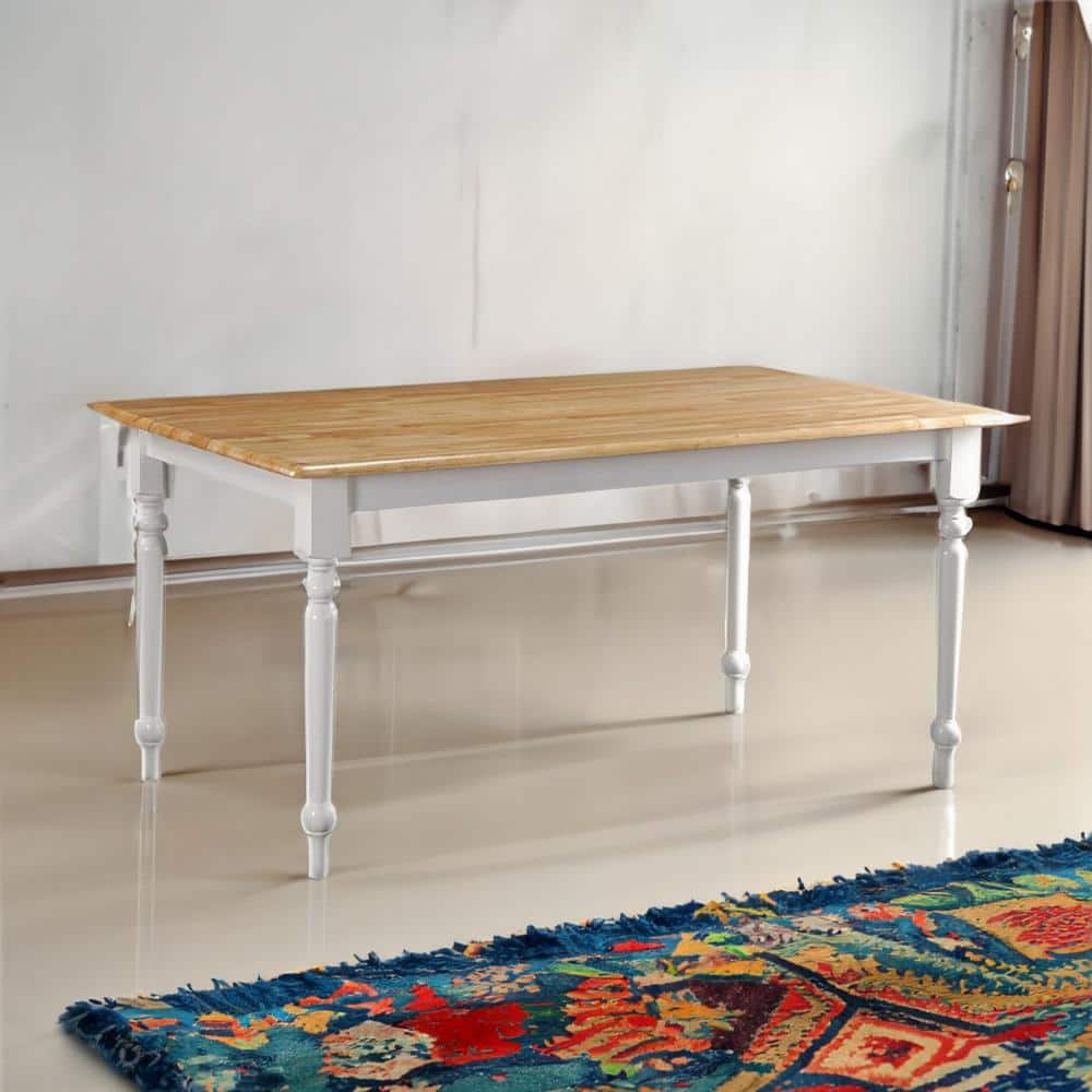 Elegant Transitional Rectangular Dining Table in Brown & White