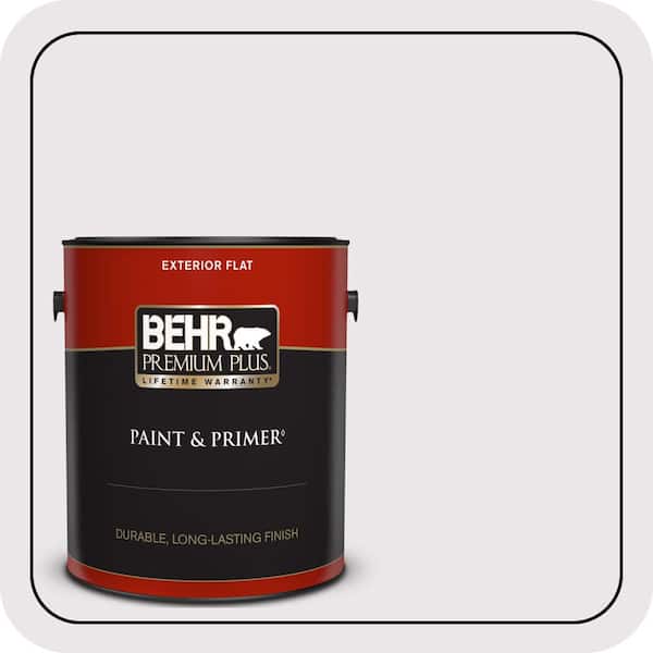 BEHR PREMIUM PLUS 1 gal. #PR-W03 Melodic White Flat Exterior Paint & Primer