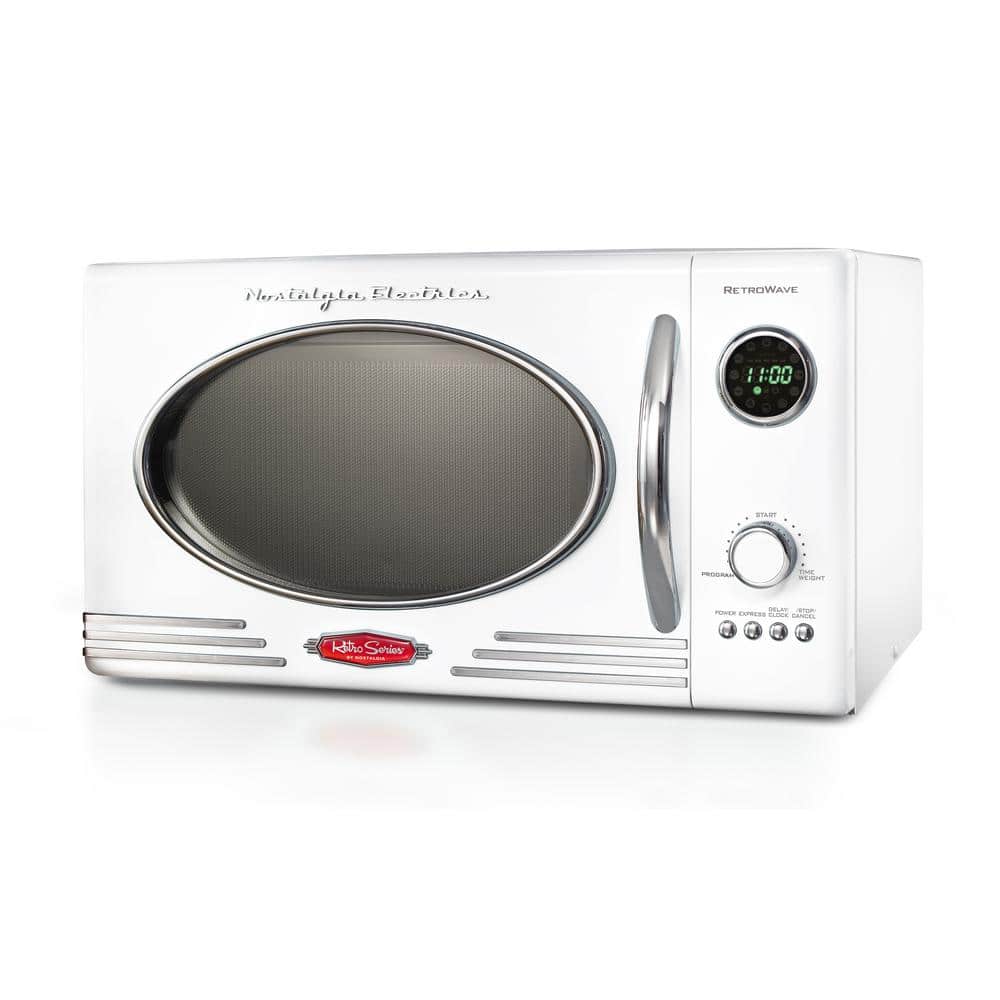 Nostalgia CLMO7WH Classic Retro 0.7 Cu. ft. 700 W Countertop Microwave Oven  With LED Display, White 