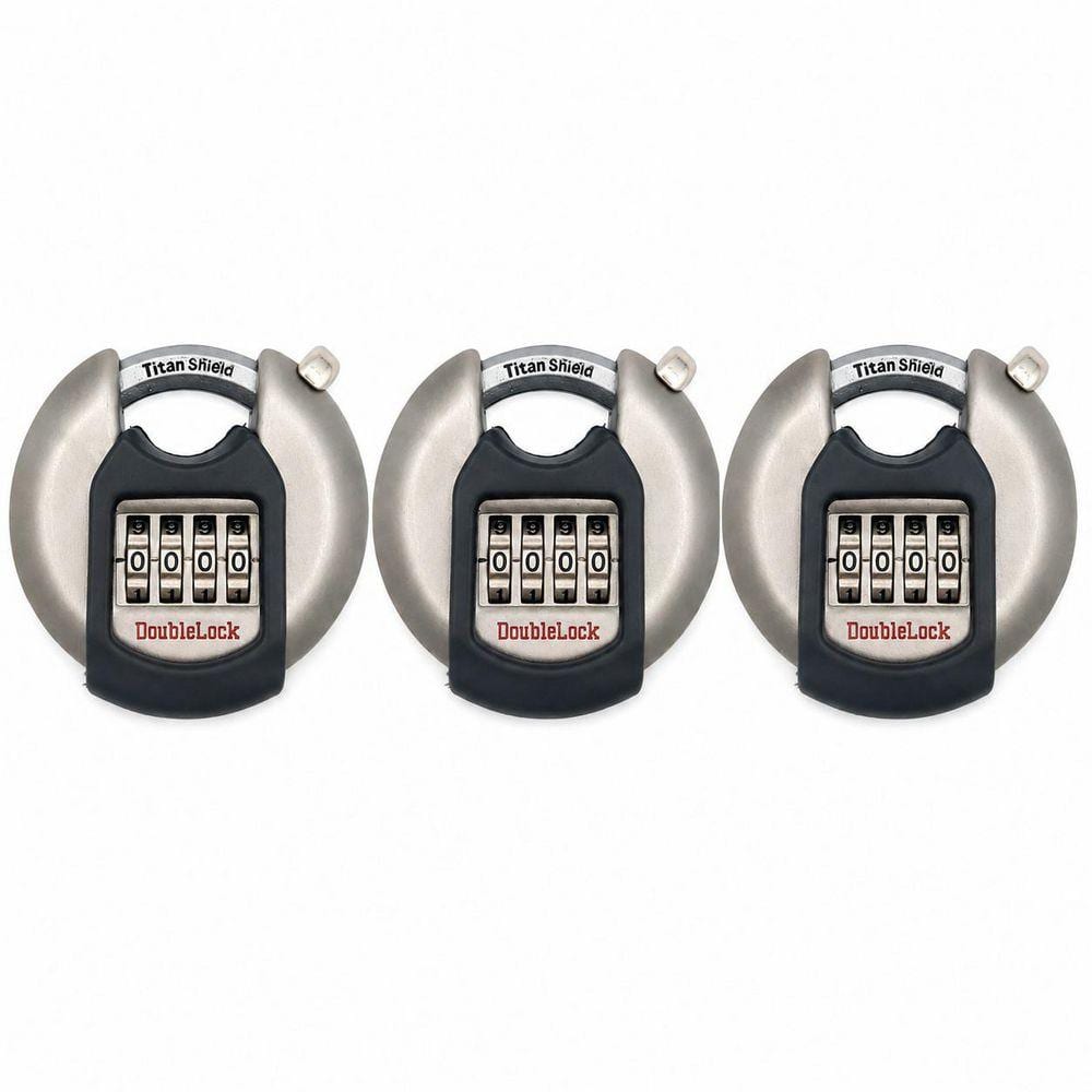 Crab Combo, 2-3/4 in. 4-Dial Combination Discus Padlock with Shroud (3-Pack)