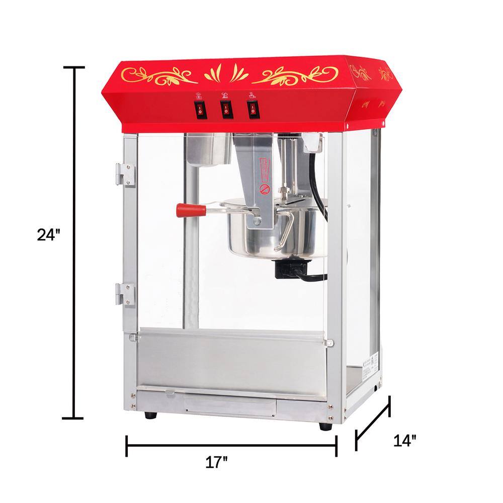 Vintage Red Stainless Steel Countertop Popcorn Machine
