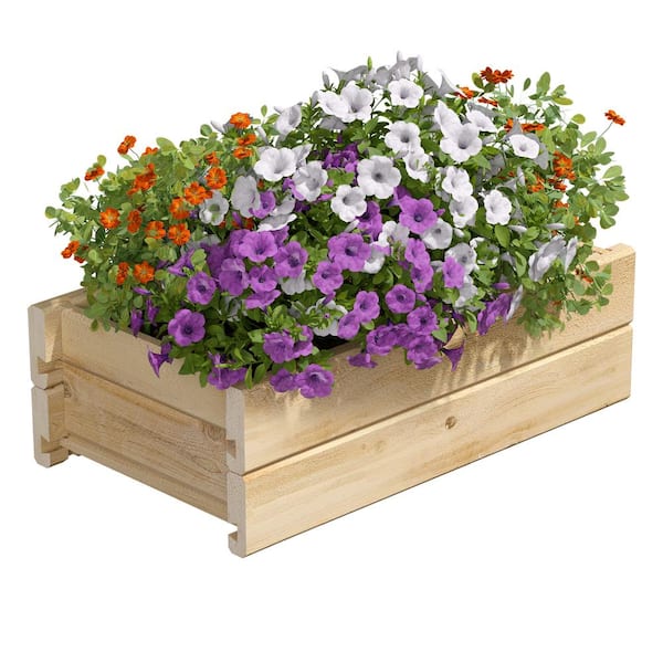 21 in. x 11 in. x 7 in. Cedar Wood Planter Box with Rail Mount Brackets