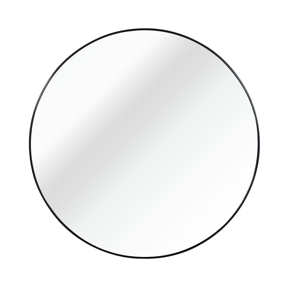 Black 20 in. W x 20 in. H Metal Framed Round Bathroom Mirror for Living roo