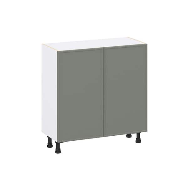 Fairview 33 in. W x 14 in. D x 34.5 in. H Assembled Slim Shaker Full Height Door Base Kitchen Cabinet in Moss Green