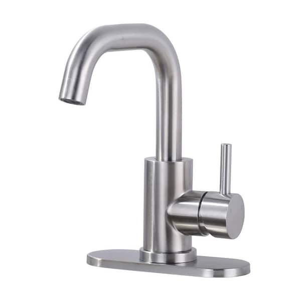 8.9 in. Single Handle Bar Faucet Deckplate Included in Brushed Nickel