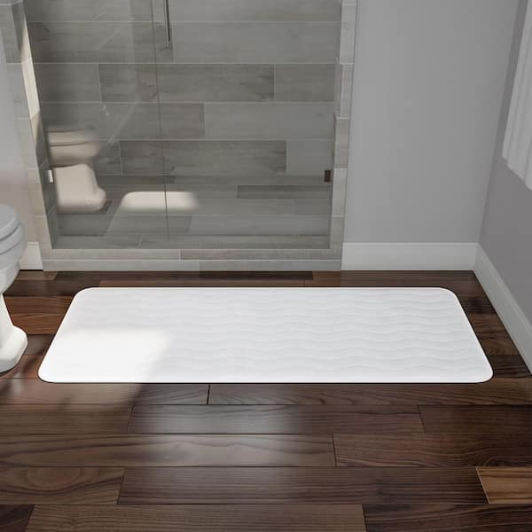 White 24 in. x 60 in. Memory Foam Extra Long Bath Mat
