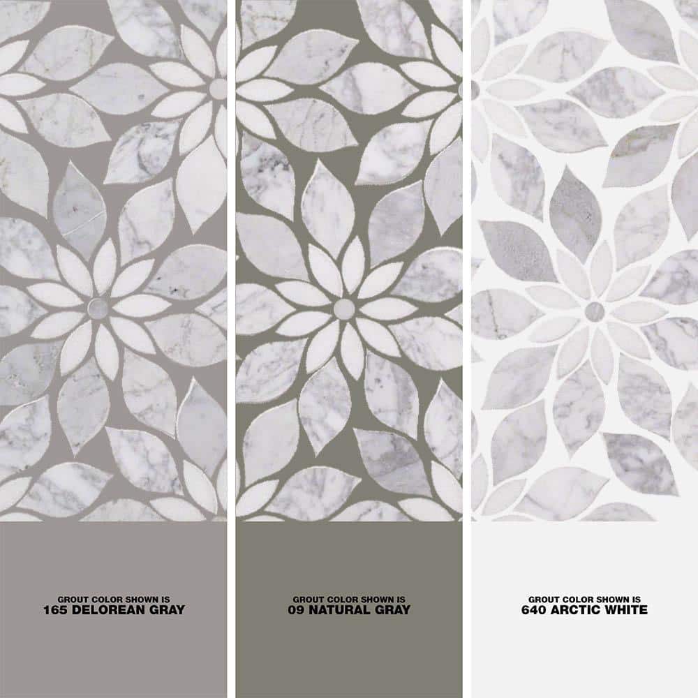 Thistle White Polished Marble Waterjet Mosaic Tile Sheet