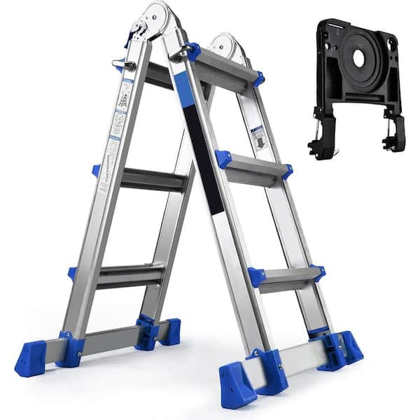 Ladder, A Frame 3 Step Extension Ladder, 11 Ft Multi Position Ladder with Removable Tool Tray ,Reach,17ft,Steel