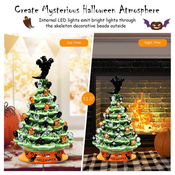 Costway 11.5 in. Green Battery Powered LED Haunted Halloween Tree