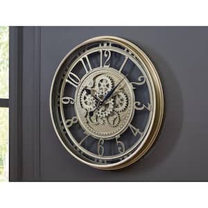 Gilover Gold Analog Metal Time Dial Wall Clock