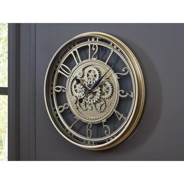 Gilover Gold Analog Metal Time Dial Wall Clock