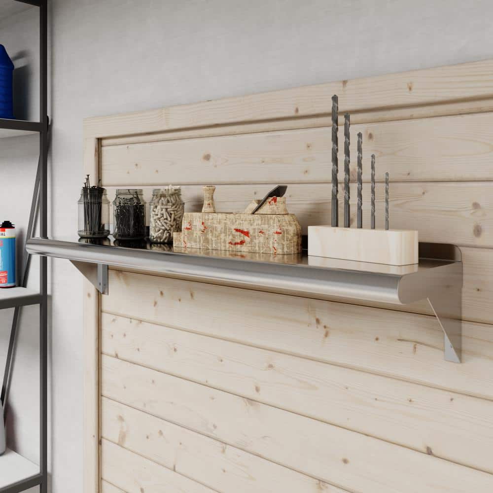 36-Inch Stainless Steel Wall Shelf with Brackets