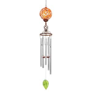 Solar Orange Ball Metal and Glass Wind Chimes