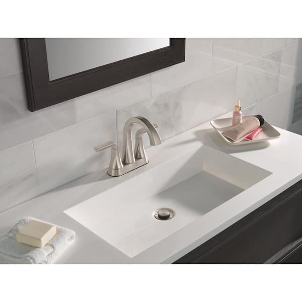 Delta Lineax 4 in. Centerset Double Handle Bathroom Sink Faucet in
