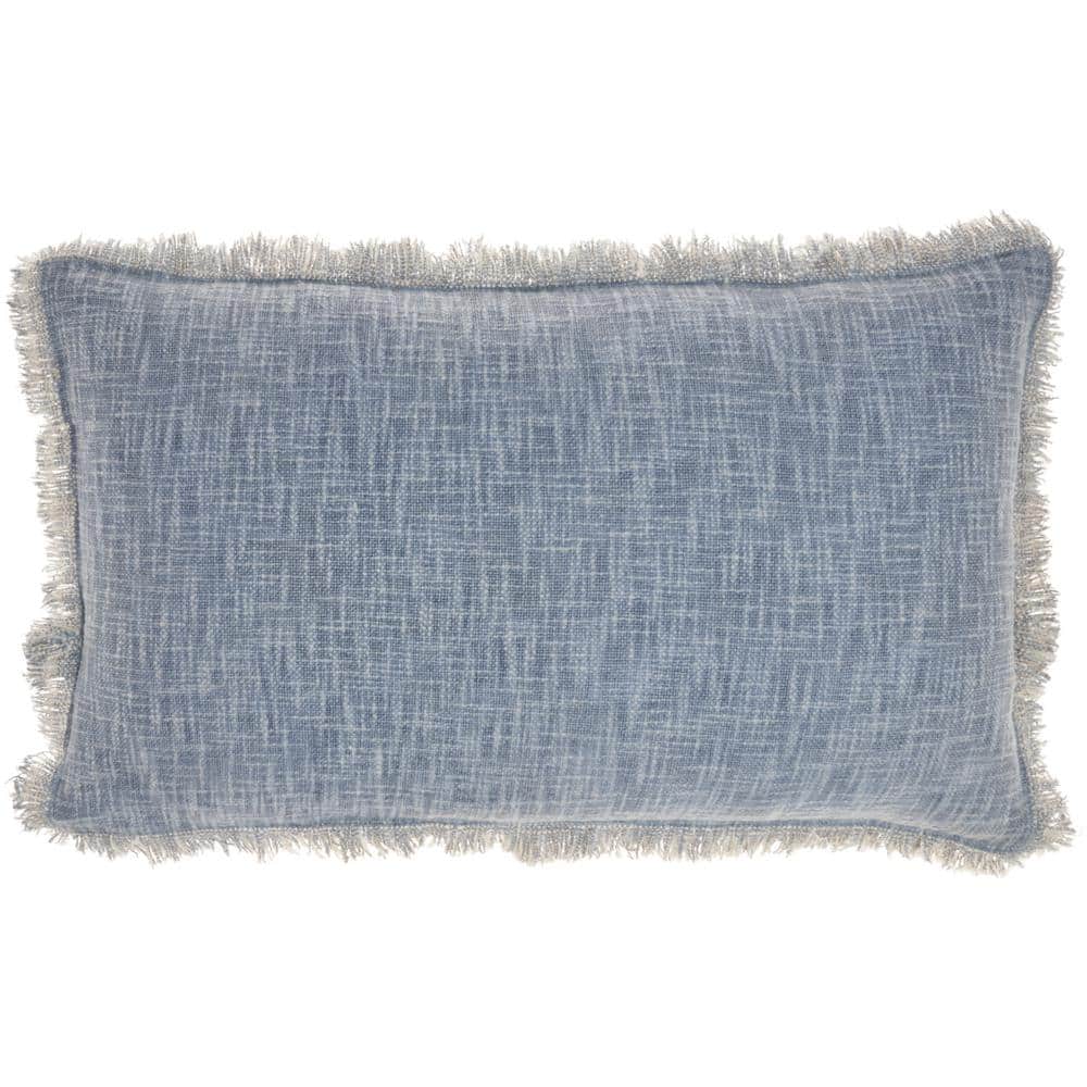 Ocean Blue Cotton Stonewash Lumbar Throw Pillow