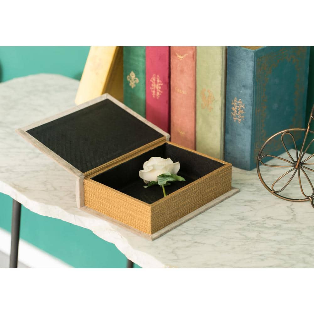 Off-White Wooden Vintage Book Shaped Storage Box