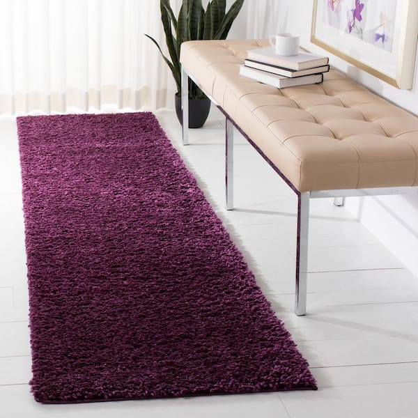 August Shag Purple 2 ft. x 6 ft. Solid Runner Rug