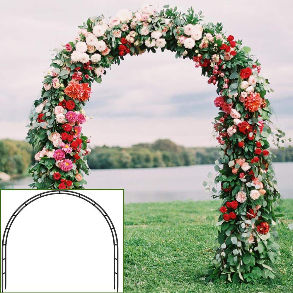 Metal Wedding Arbor 7 ft. Wide 7.7 ft. High Garden Arch Trellis with Ground