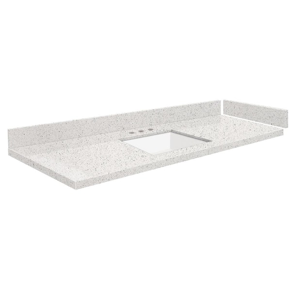 Transolid Silestone 55 in. W x 22.25 in. D Quartz White Rectangular Single Sink Vanity Top in Stellar Snow