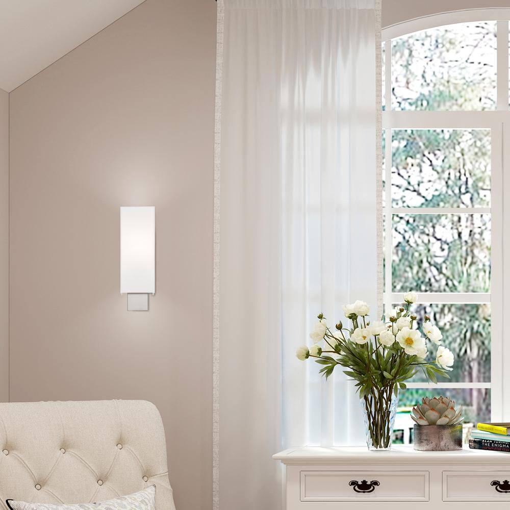 Clark Brushed Nickel 1-Light ADA Compliant Wall Sconce with Off-White Shade