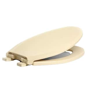 Elongated Closed Front Toilet Seat with Safety Close in Bone