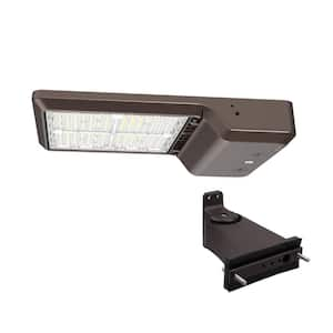 400-Watt Equivalent Integrated LED Bronze Area Light with Straight Arm Kit TYPE 3 Adjustable Lumens and CCT