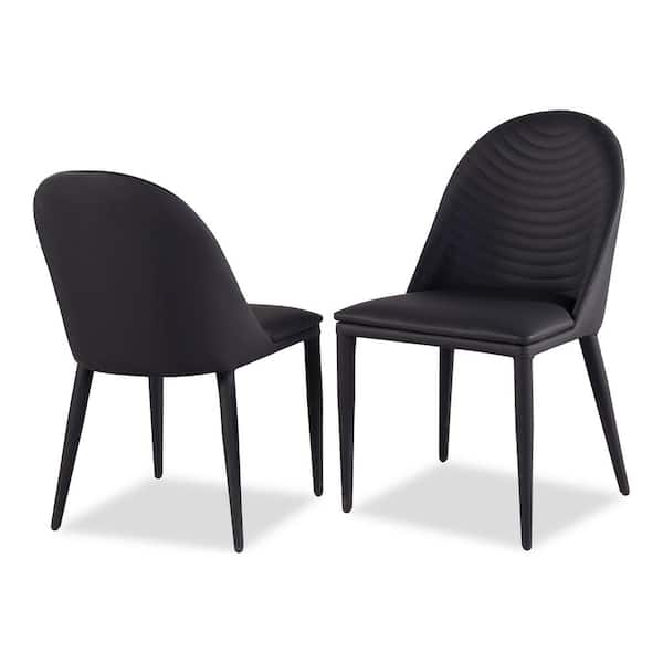Furniture of America Xanthe Black Faux Leather Upholstered Dining Chairs Set of 2