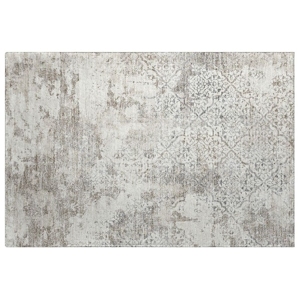 Dream Shag Premium Machine Washable Abstract ADS769 Ivory 2 ft. x 3 ft. Accent Rug