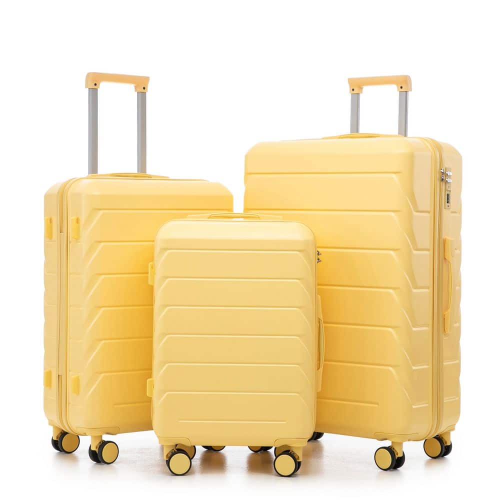 Boyel Living 3-Piece Yellow ABS Hardside Spinner Luggage Set with