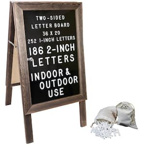 Excello 36 in. x 20 in. A-Frame Felt Letter Board Sign, Rustic Brown