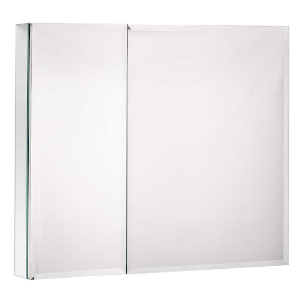 taholi 5 in. W x 26 in. H Rectangular Polish Aluminum Framed Wall Bathroom Vanity Mirror with 4 Adjustable Shelves in Silver