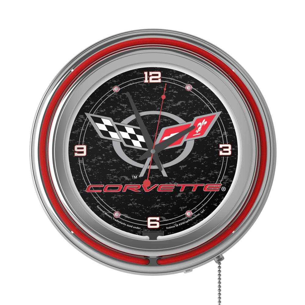 Trademark Global 14 in. Black Corvette C5 Neon Wall Clock