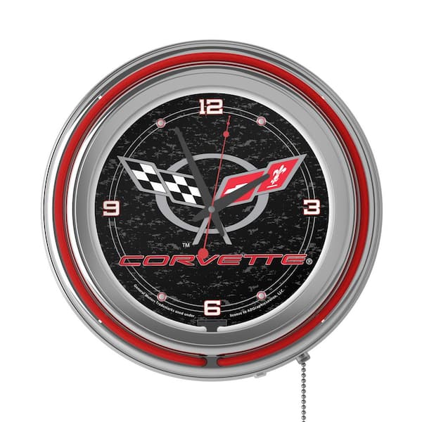 Trademark Global 14 in. Black Corvette C5 Neon Wall Clock