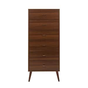 Milo Mid Century Modern 6-Drawer Cherry Tall Chest 56.75 in. H x 25 in. W x 16 in. D