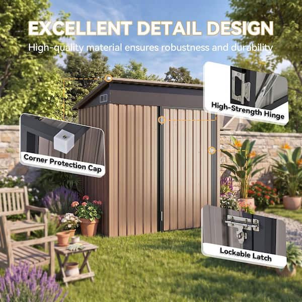 Sizzim 5 ft. W x 3 ft. D Metal Storage Shed with 2-Piece Shelves