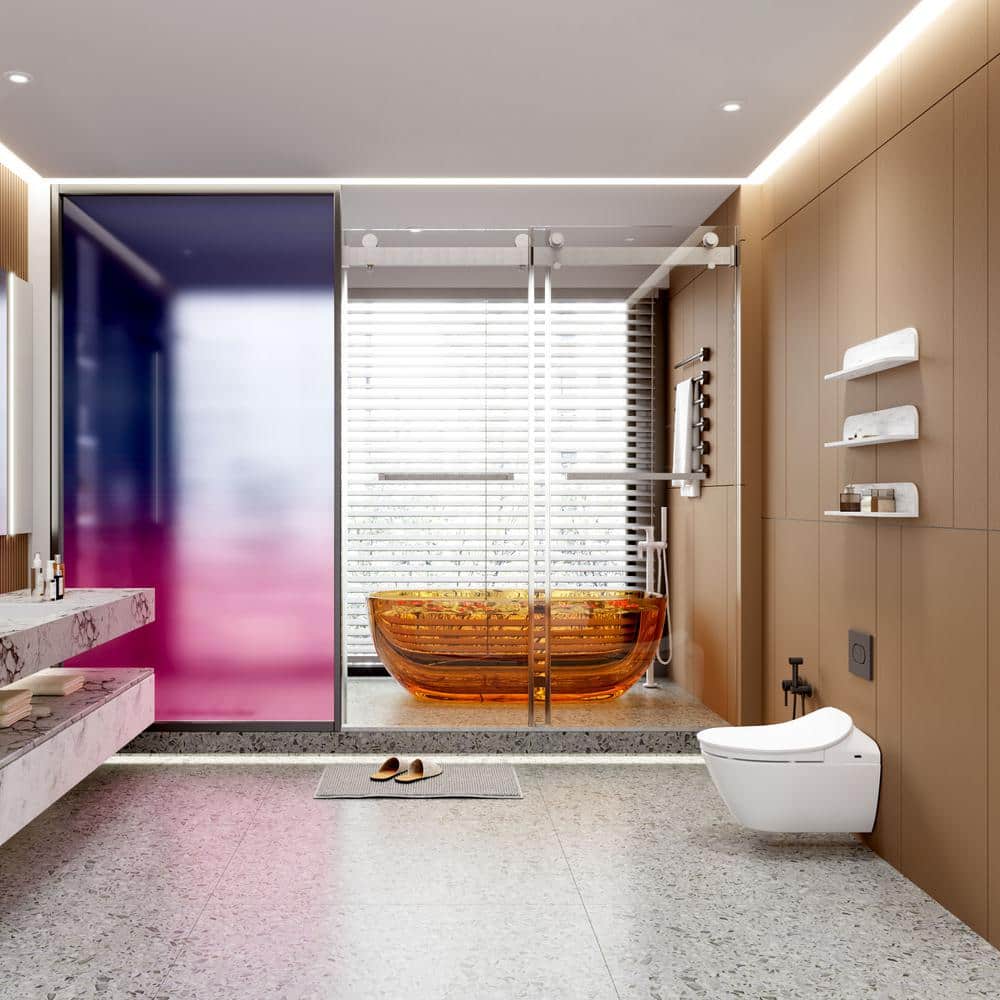 60" W x 76" H Brushed Nickel Frameless Sliding Shower Door