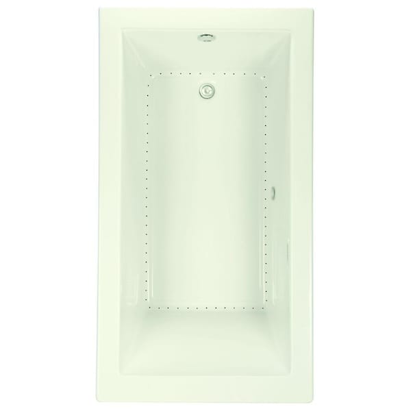 Serenity 38 - 72 in. Acrylic Reversible Drain Rectangular Drop-In Bathtub with DriftBath and Chromotherapy in Biscuit