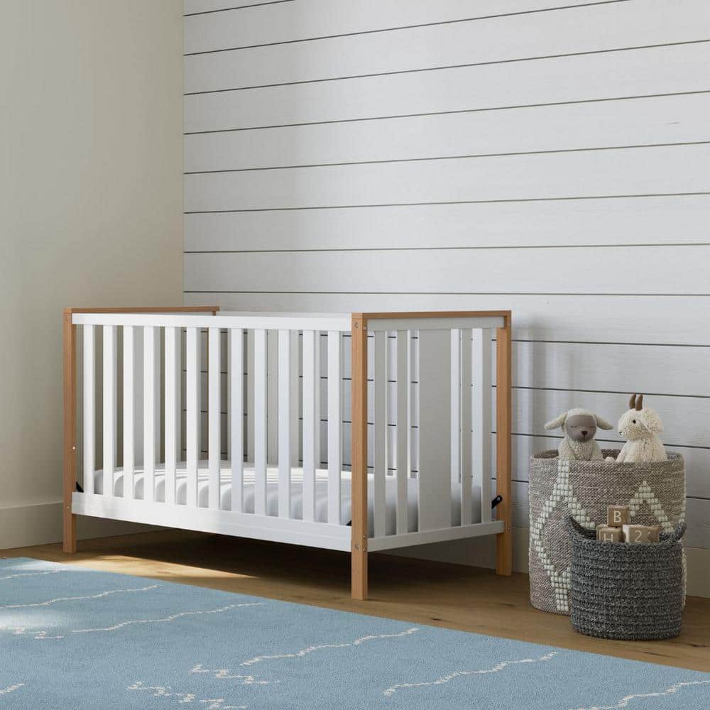 Modern Pacific White and Driftwood 4-in-1 Convertible Crib
