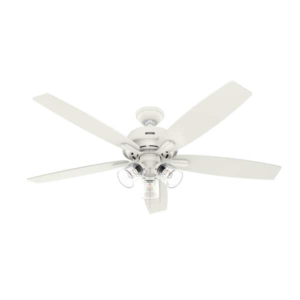 Hunter Dondra 60 in. Indoor Matte White Ceiling Fan with Light Kit Included