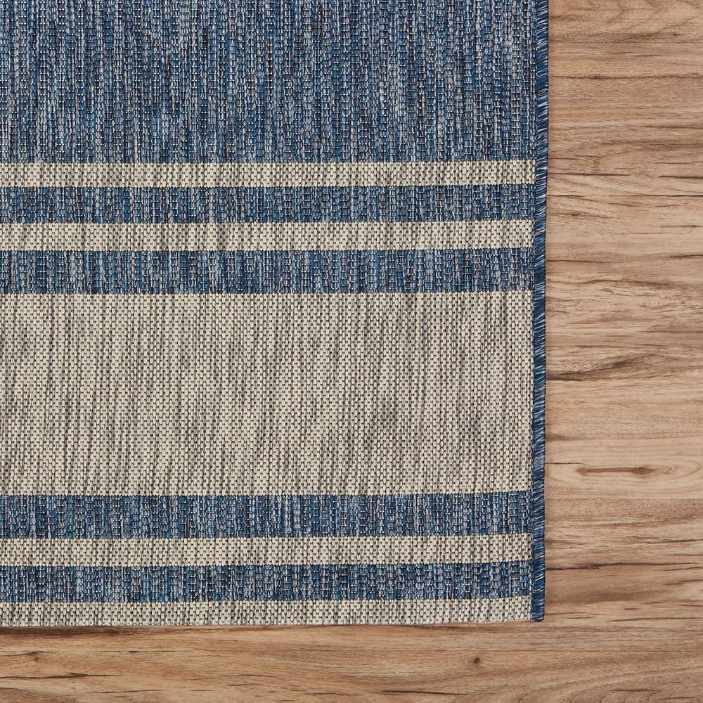 Nautical Gray and Blue Synthetic 5' x 7' Area Rug
