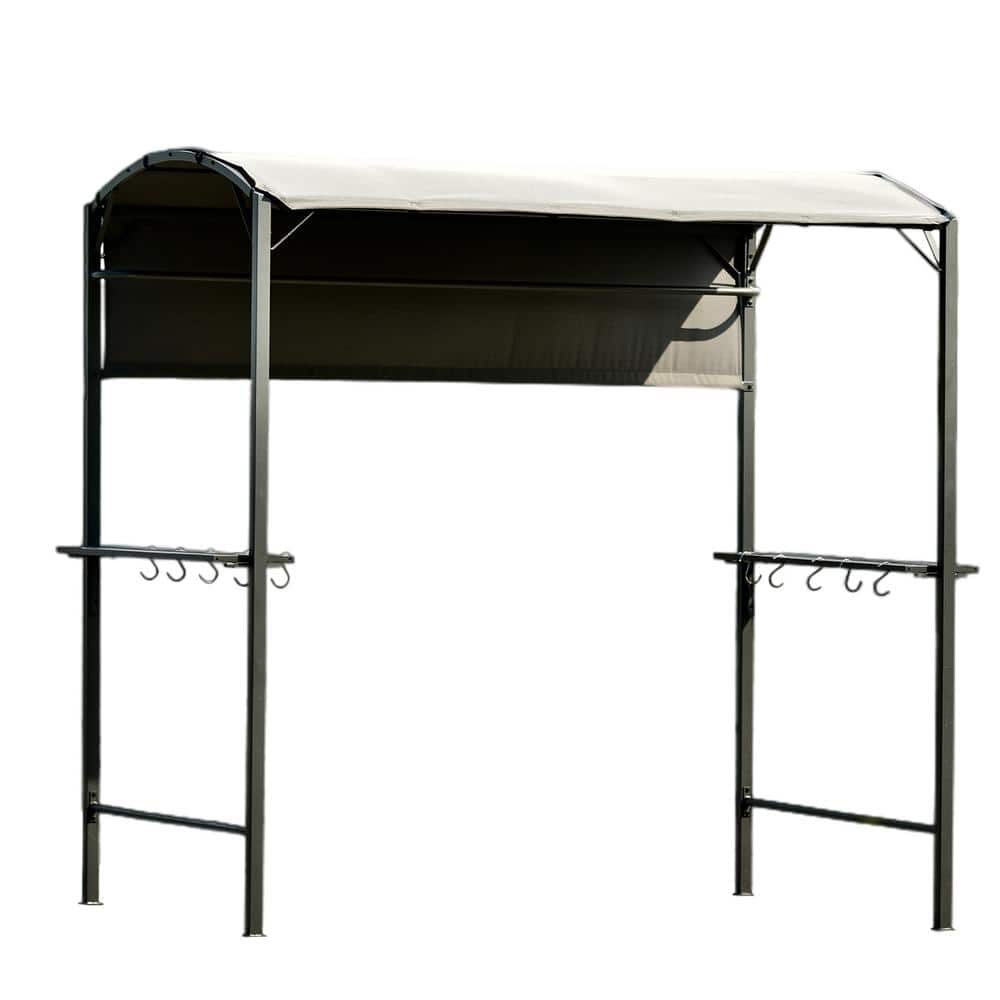 7 ft. . x 6.8 ft. Steel Double Tiered Backyard Patio BBQ Grill Gazebo with 
