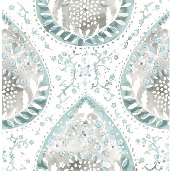 A-Street Prints Alistair Blue Medallion Blue Wallpaper Sample