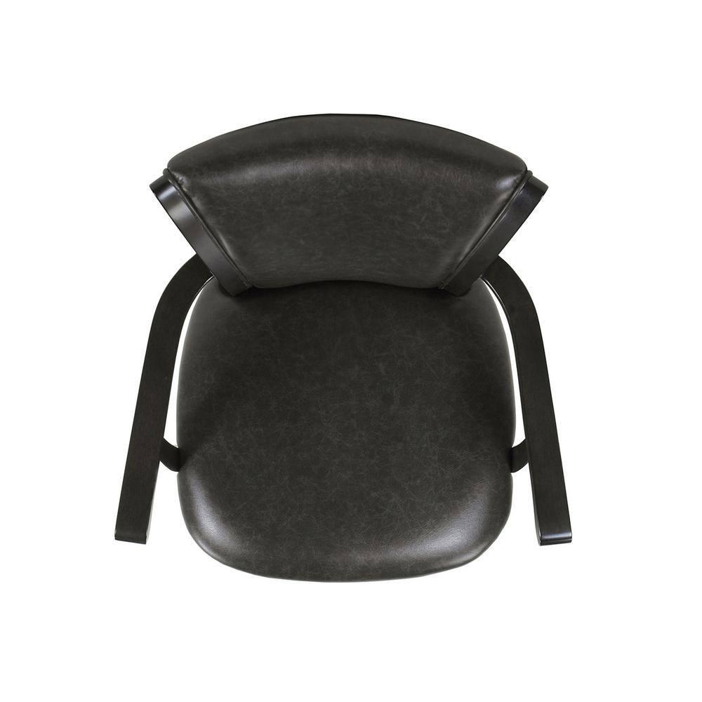 Williams 27" Swivel Counter Height Bar Stool in Vintage Black Faux Leather and Wood
