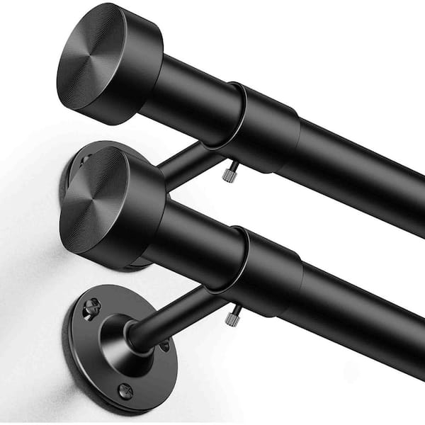 Select Curtain Rods ZESTLIBI 32 in. - 120 in. Adjustable 1 in. Single Curtain Rod in Black ...